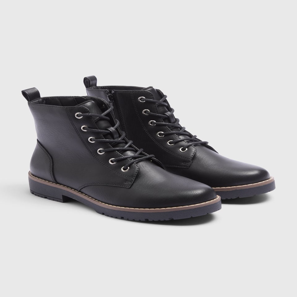 Soleflex Black Lace Up Boots