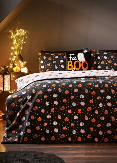 Black Halloween Pumpkin Duvet Set