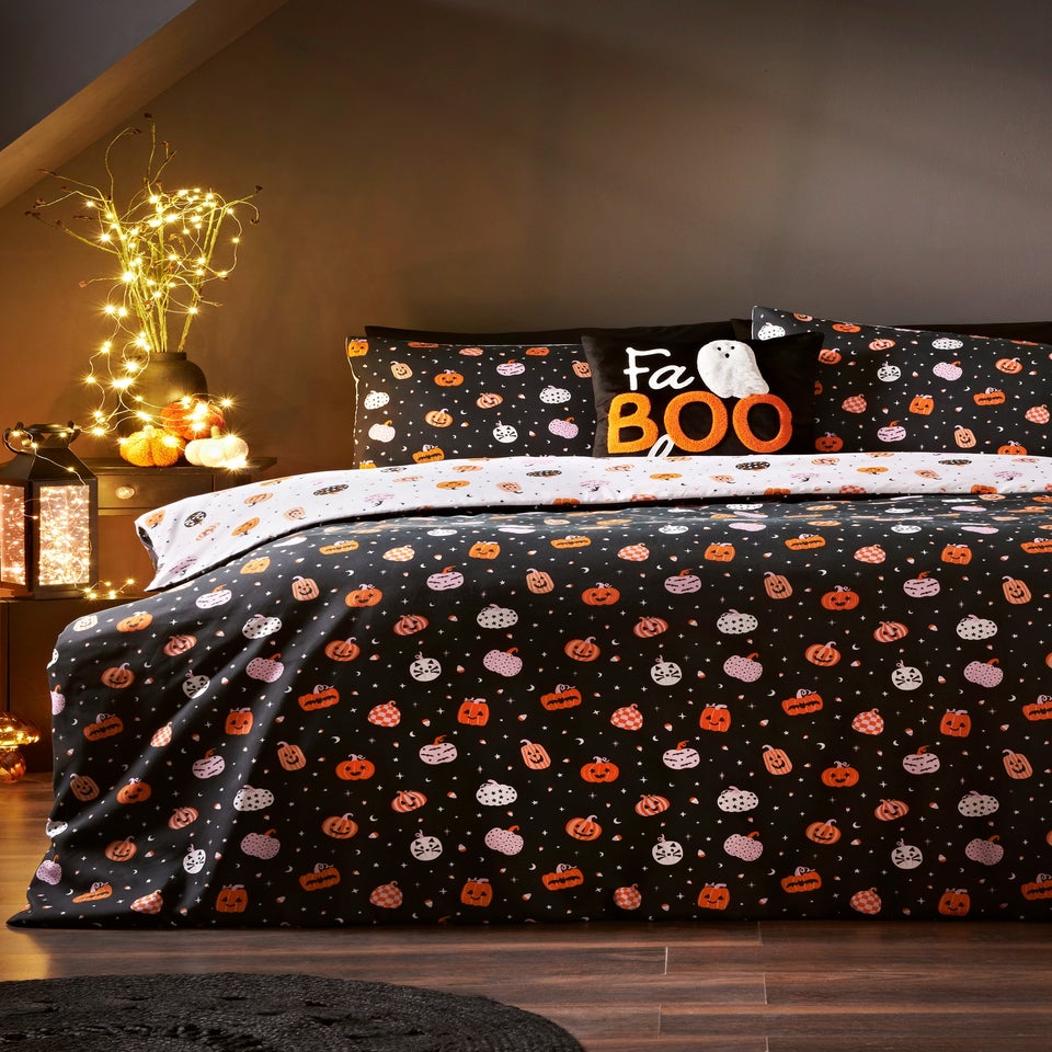 Black Halloween Pumpkin Duvet Set