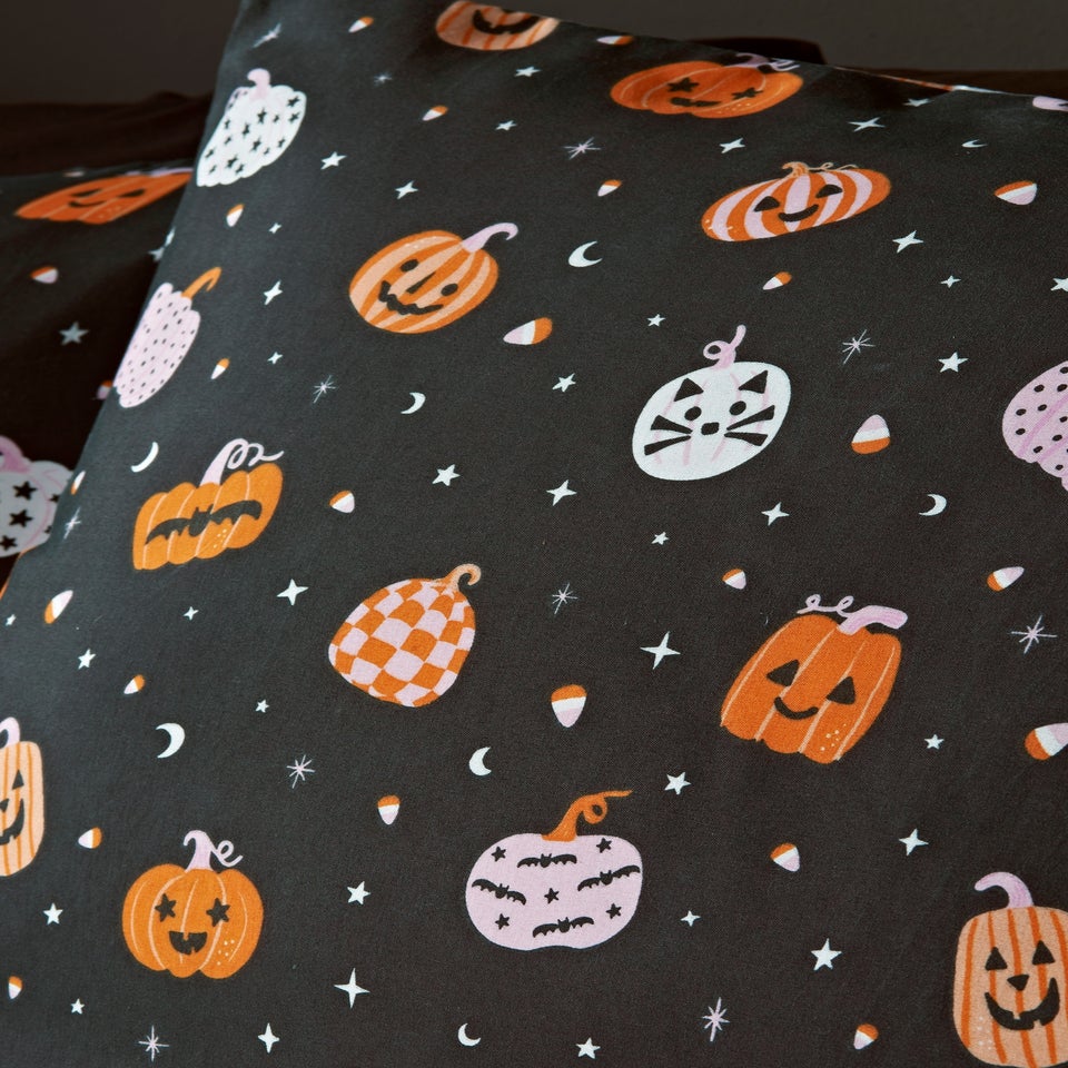 Black Halloween Pumpkin Duvet Set