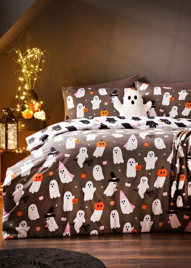 Grey Halloween Ghost Duvet Set