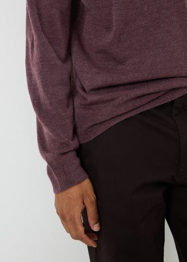 Burgundy Soft Touch V Neck Jumper