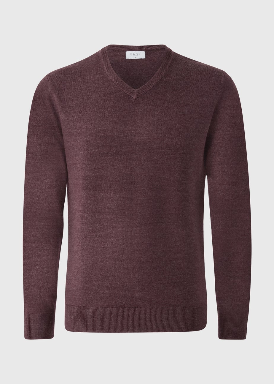Burgundy Soft Touch V Neck Jumper