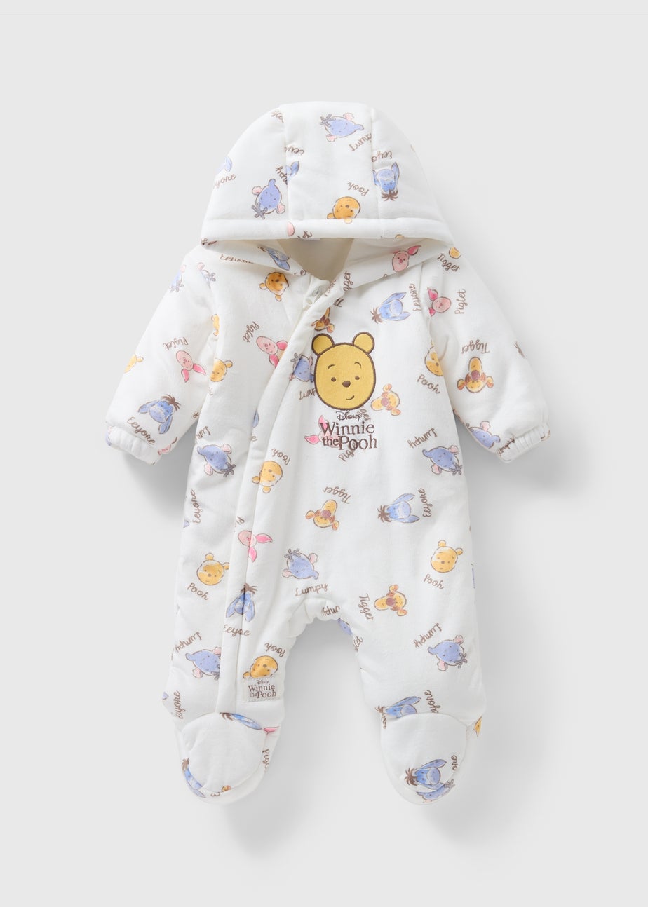 Baby Cream Winnie The Pooh Fleece Snowsuit (Newborn-18mths)