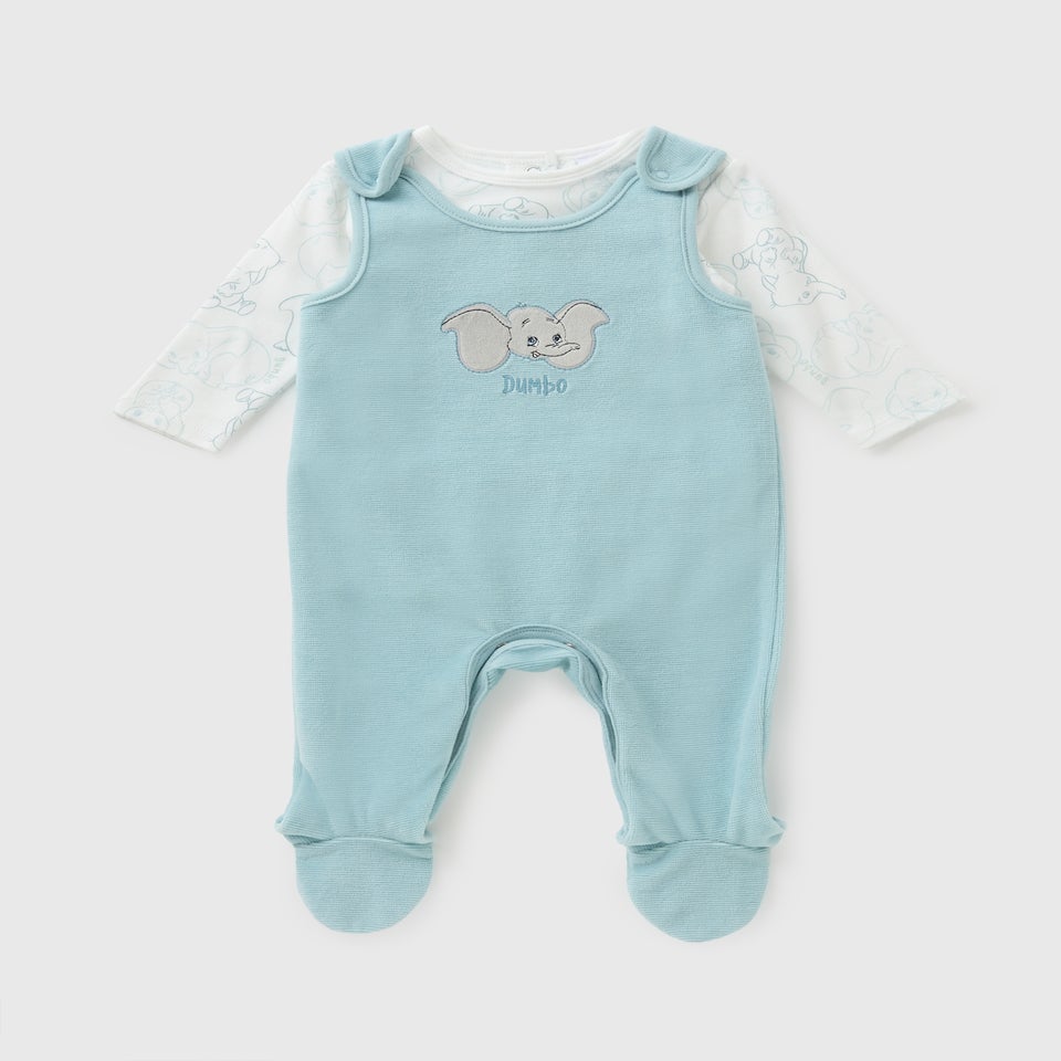 Disney Baby Blue Dumbo Top & Dungaree Set (Newborn-18mths)