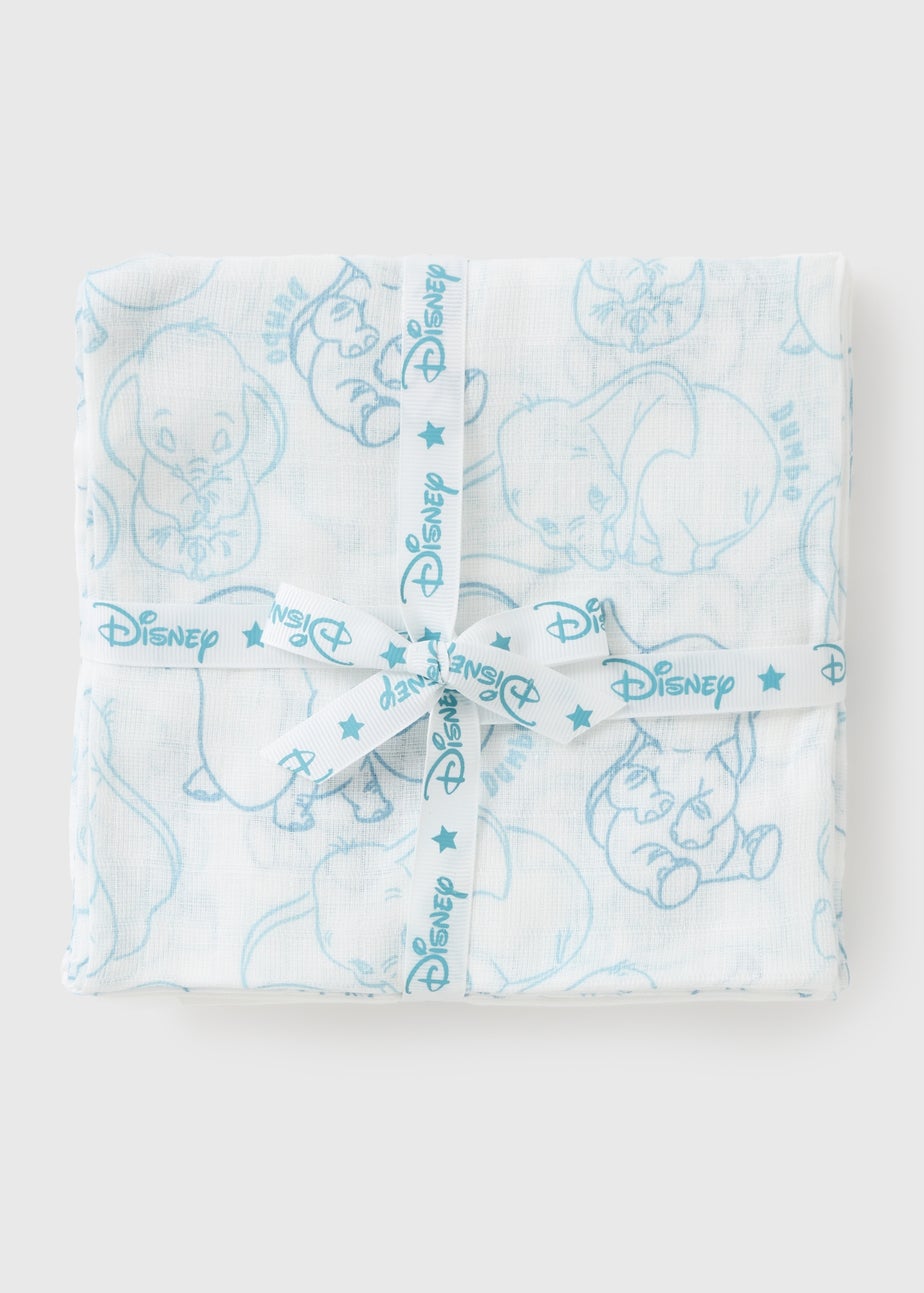 Disney 3 Pack Baby Blue Dumbo Muslin Cloths