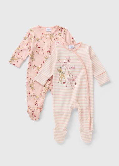 Disney 2 Pack Baby Pink Bambi Sleepsuits (Newborn-23mths)