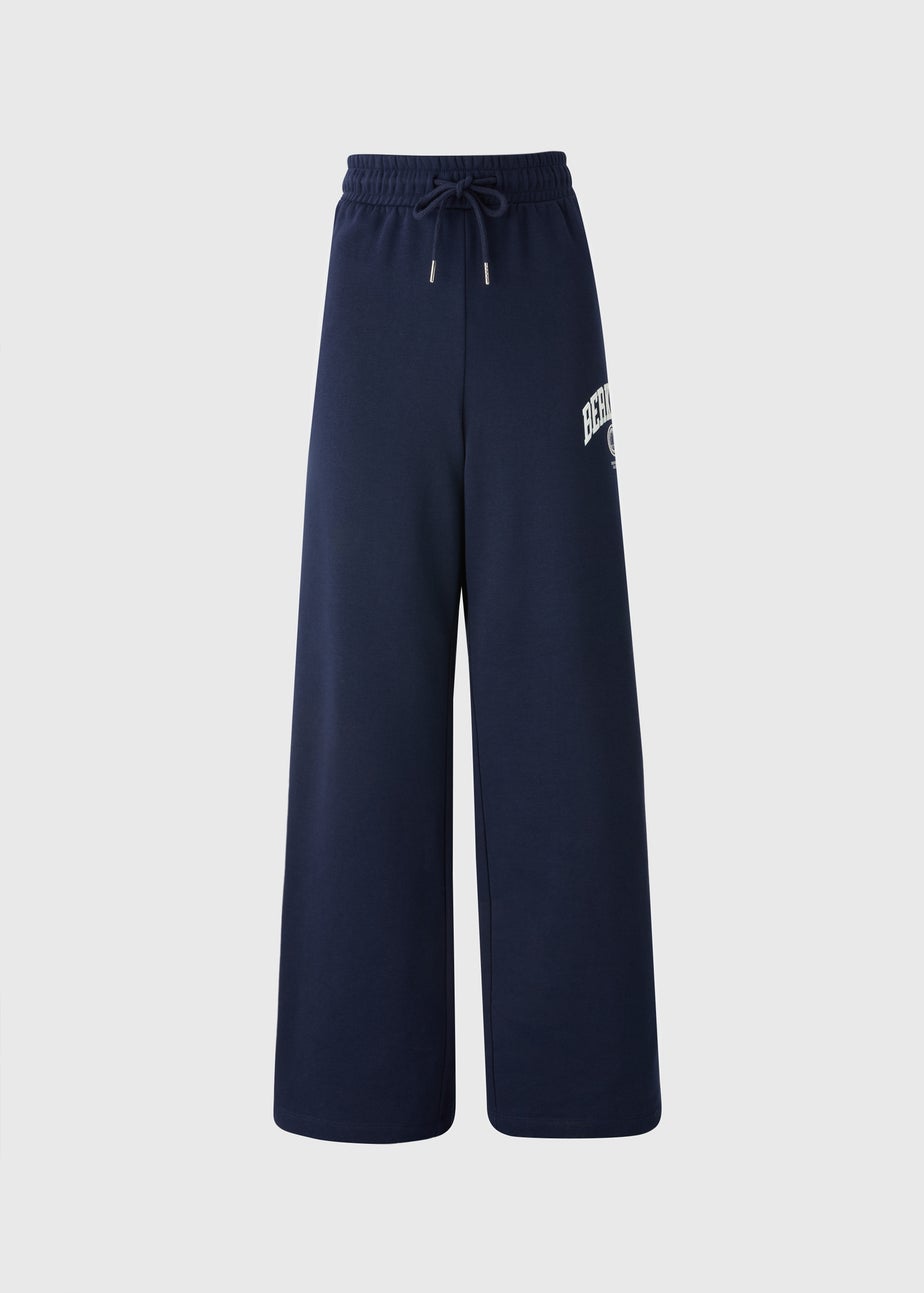Navy Berkeley Wide Leg Jogging Trousers