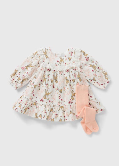 Disney Baby Cream Bambi Dress & Tights Set (Newborn-18mths)
