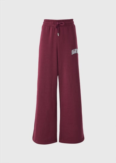 Burgundy Harvard Wide Leg Jogging Trousers