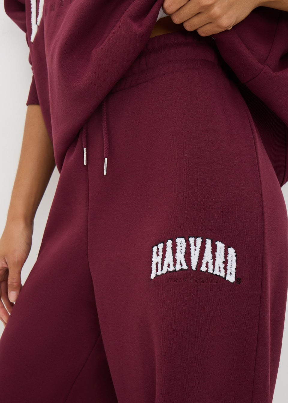 Burgundy Harvard Wide Leg Jogging Trousers