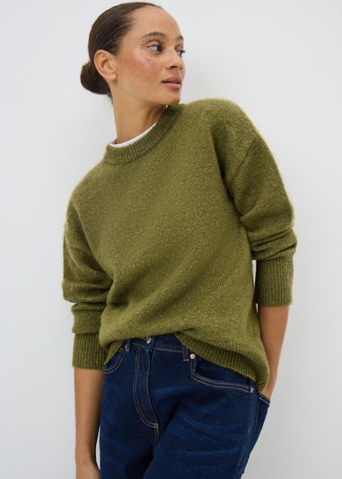 Green Fluffy Oversized Jumper