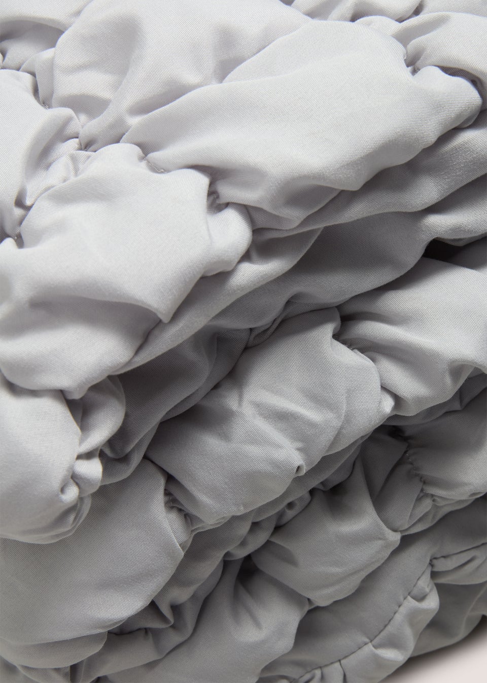 Grey Quilted Puffball Throw