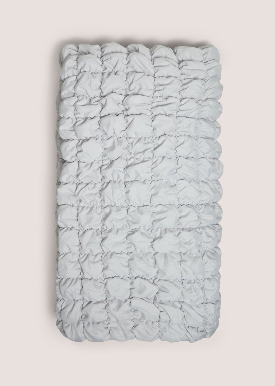 Grey Quilted Puffball Throw