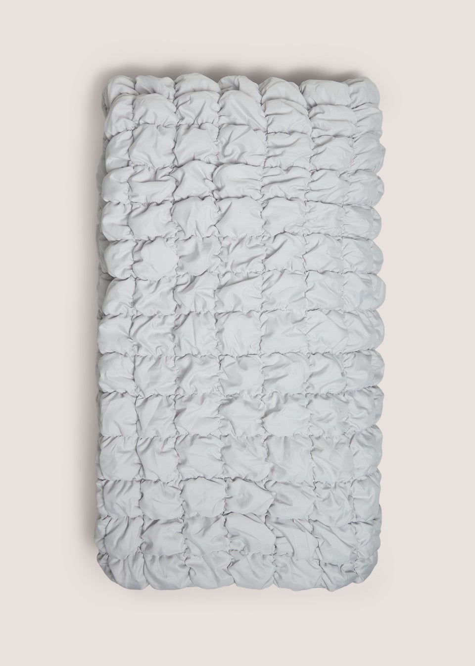 Grey Quilted Puffball Throw