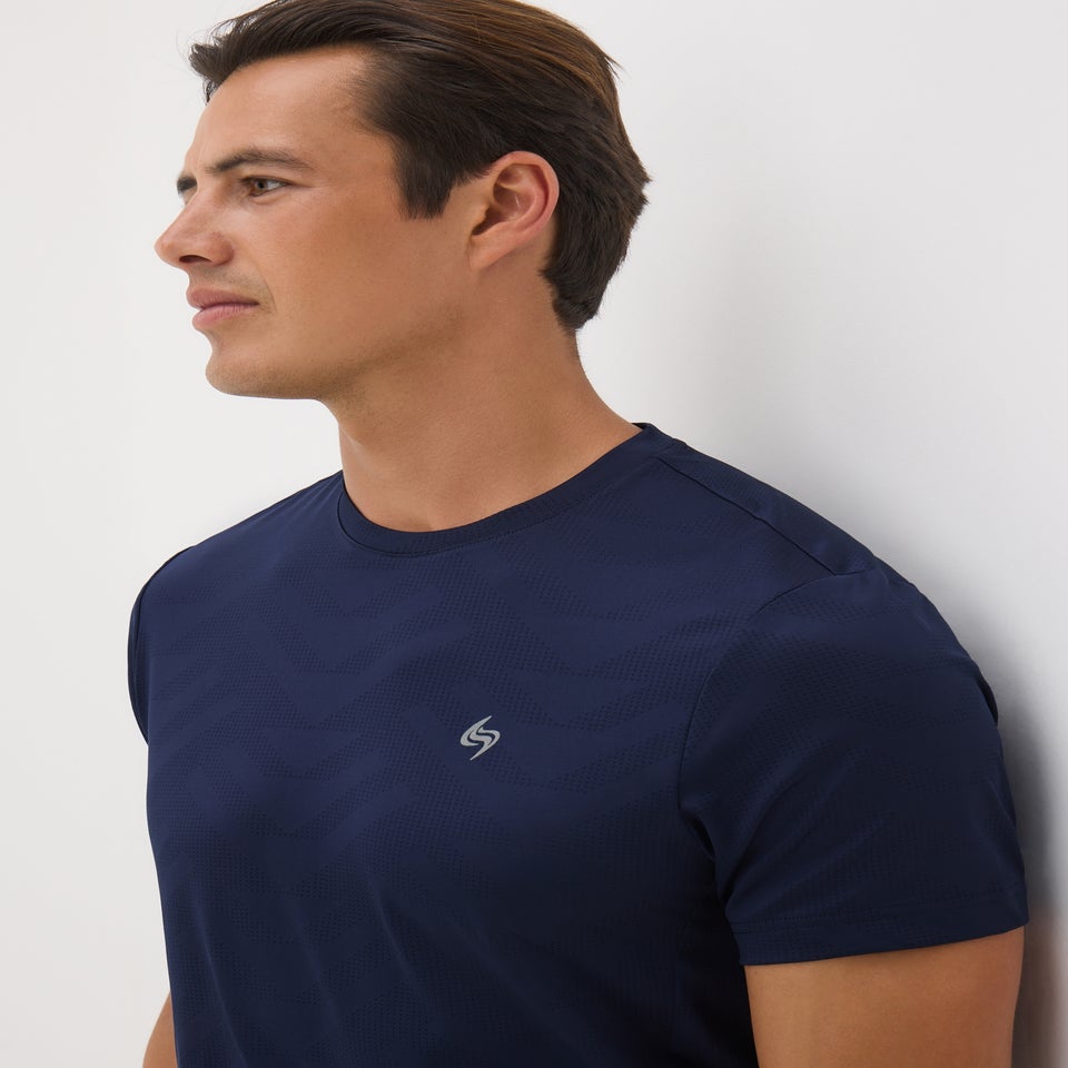 Souluxe Navy Jacquard T-Shirt