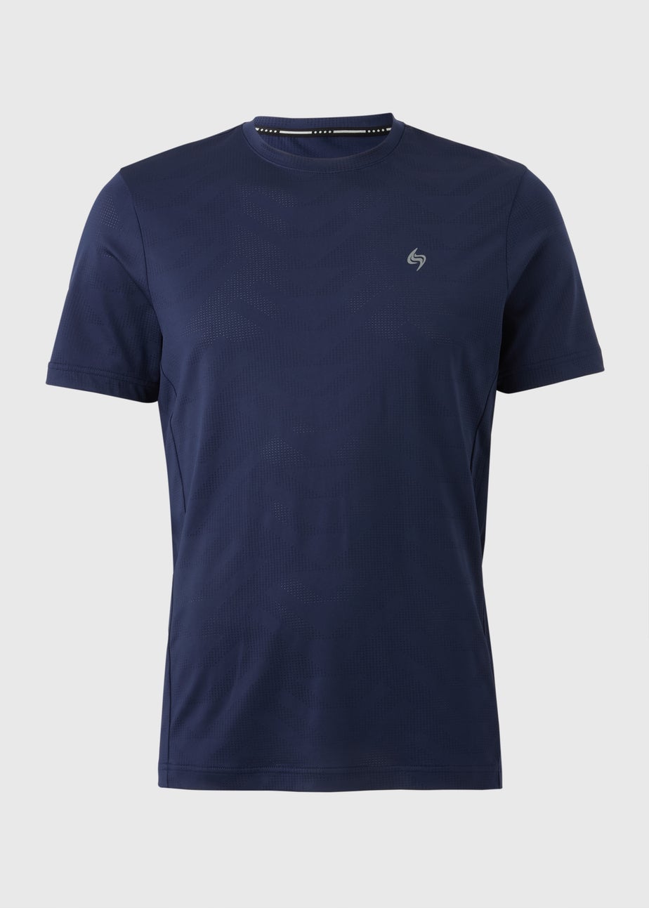 Souluxe Navy Jacquard T-Shirt