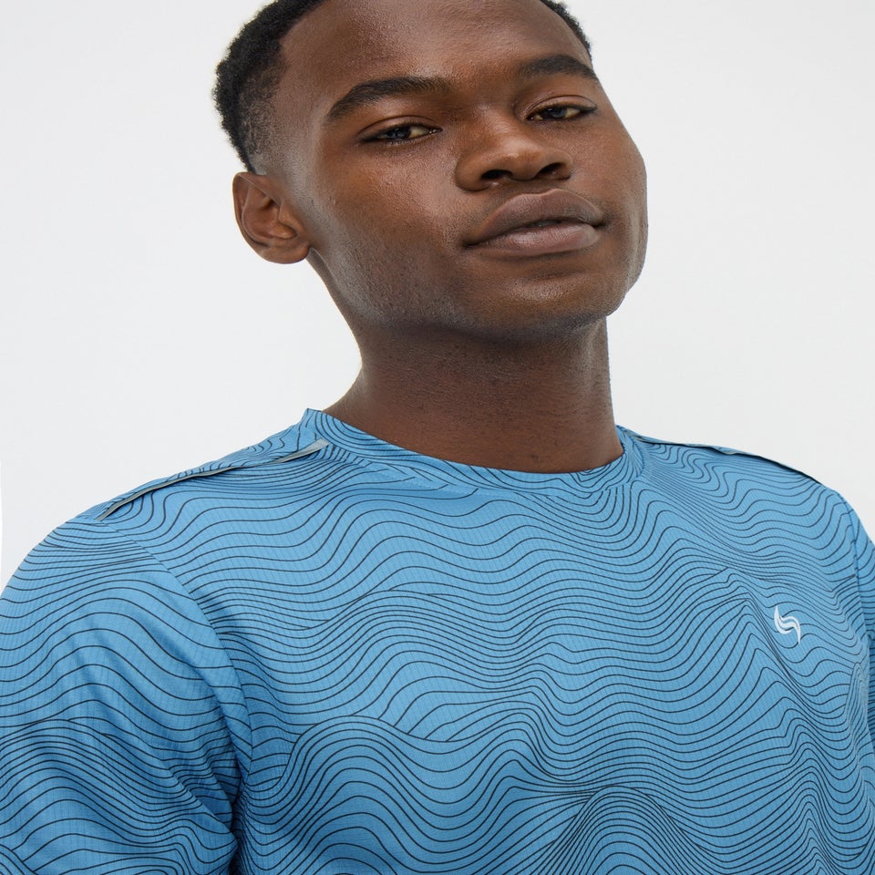 Souluxe Blue Geometric Print T-Shirt