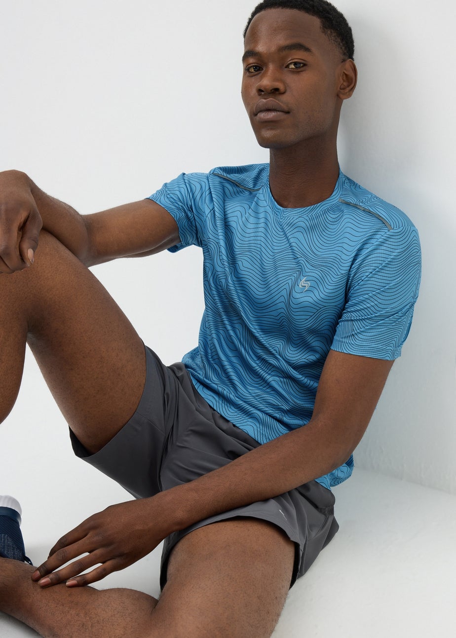 Souluxe Blue Geometric Print T-Shirt