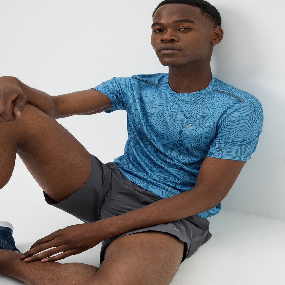 Souluxe Blue Geometric Print T-Shirt