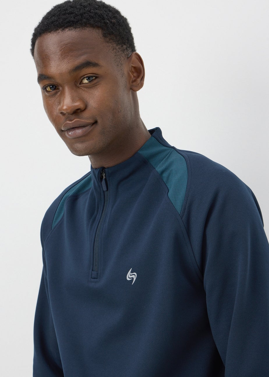 Souluxe Navy Half Zip Co Ord Top