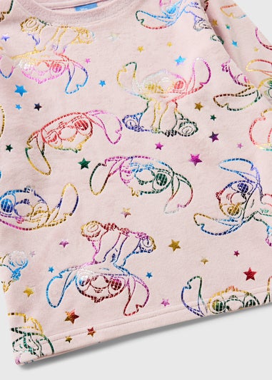 Disney Girls Pink Stitch Foil Fleece Pyjama Set (4-13yrs)