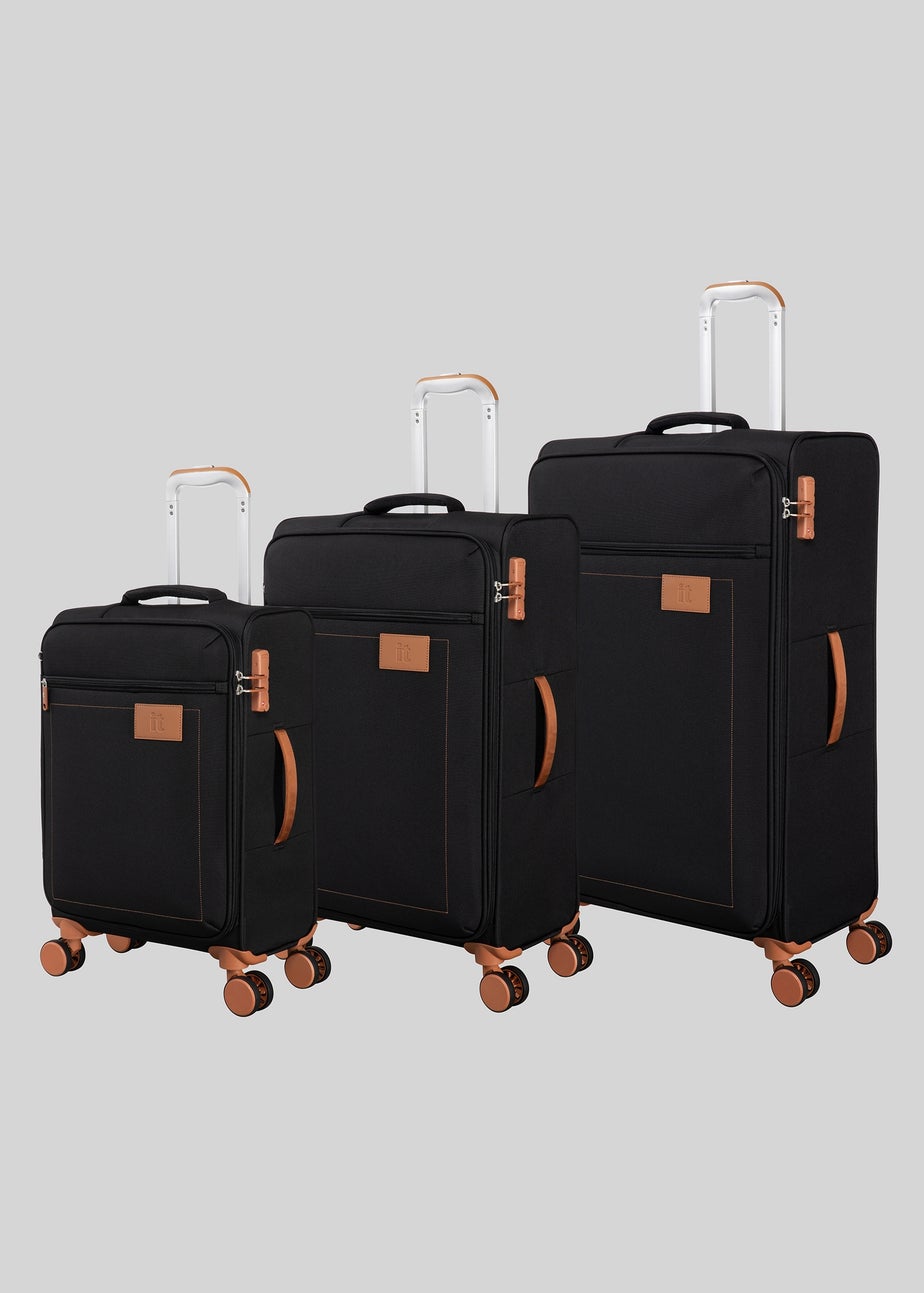 IT Luggage Black Soft Suitcase Matalan