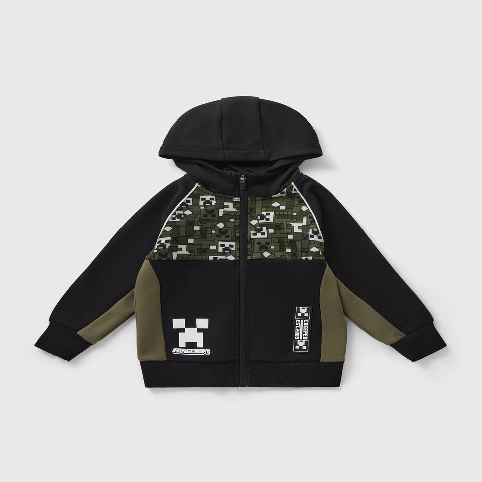 Minecraft Boys Black Zip Up Hoodie (5-13yrs)