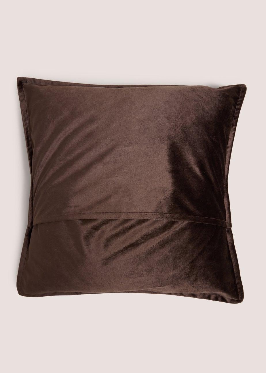 Chocolate Plain Velvet Cushion