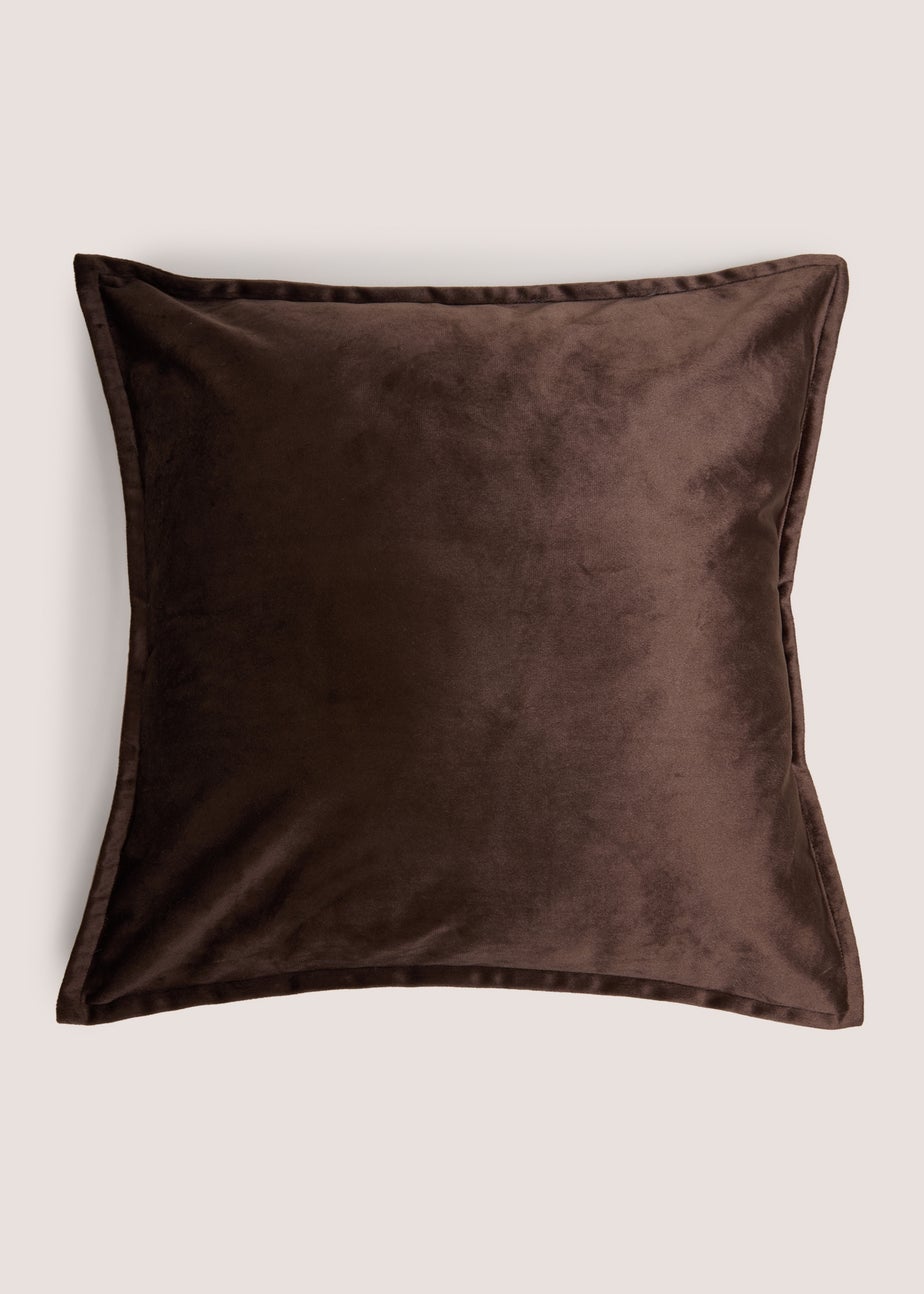 Chocolate Plain Velvet Cushion