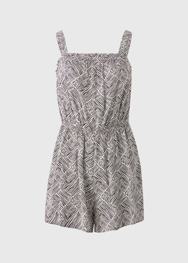 Black Mono Geometric Playsuit