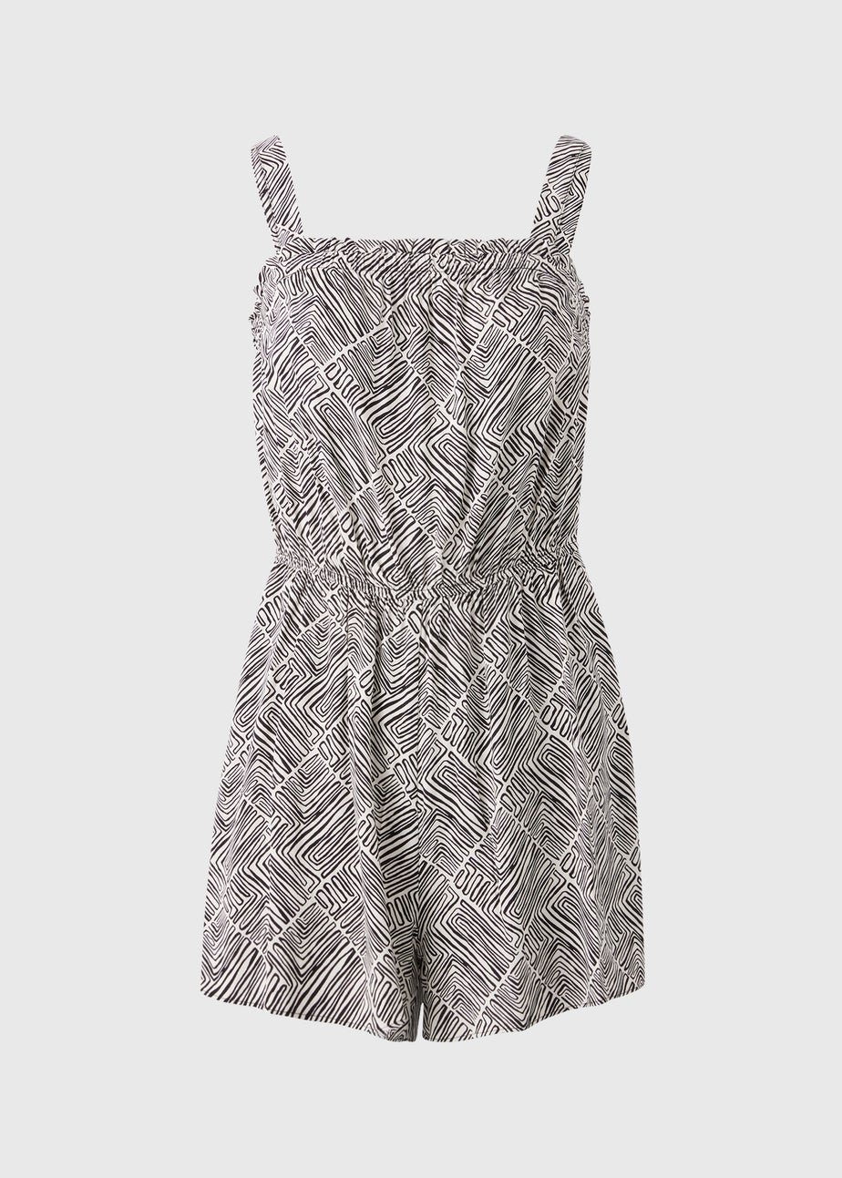 Black Mono Geometric Playsuit