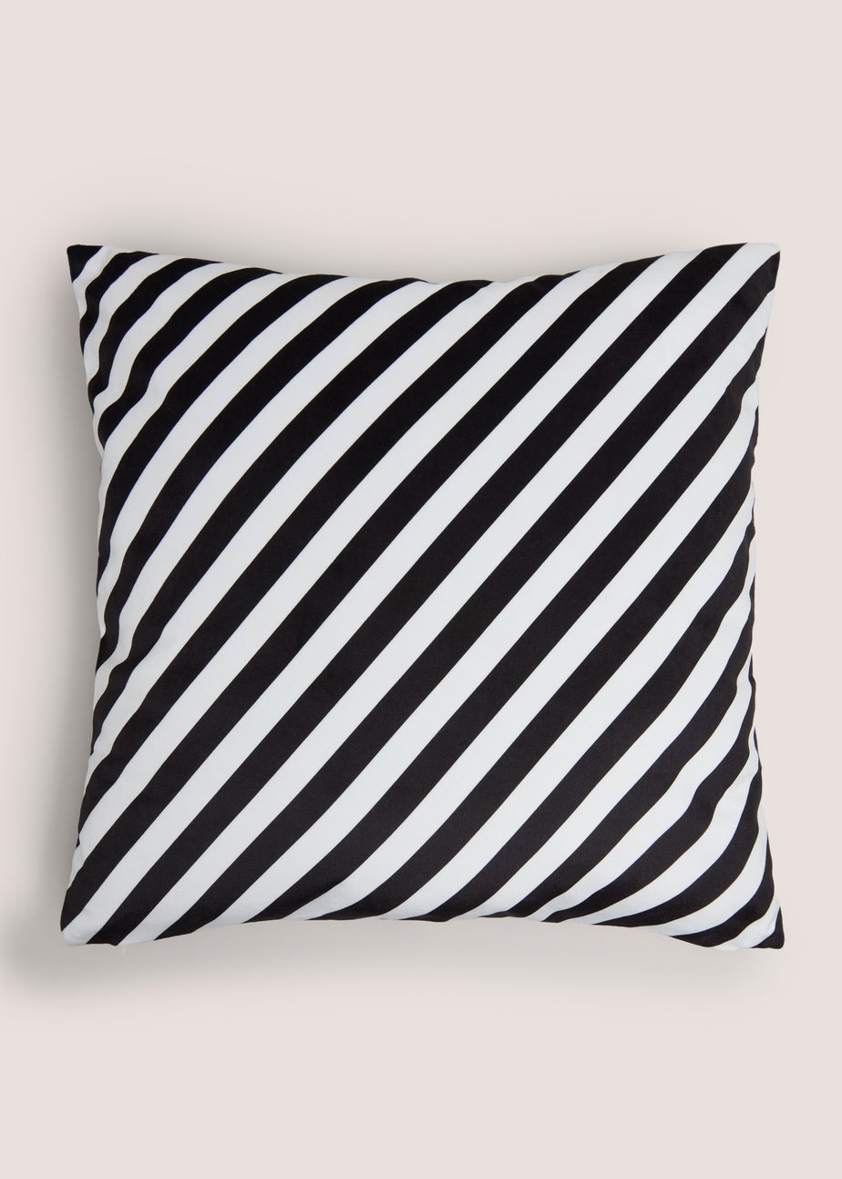 Black & White Embroidered Happy Place Cushion