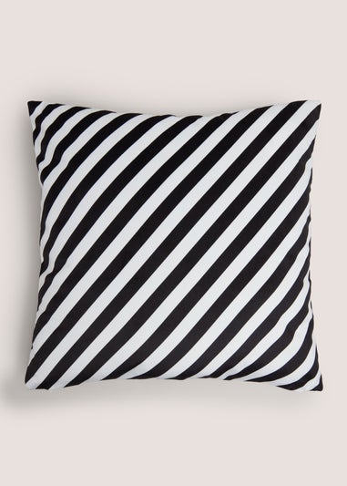 Black & White Embroidered Happy Place Cushion