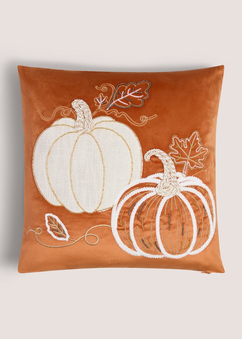 Orange Velvet Pumpkin Cushion