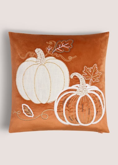 Orange Velvet Pumpkin Cushion