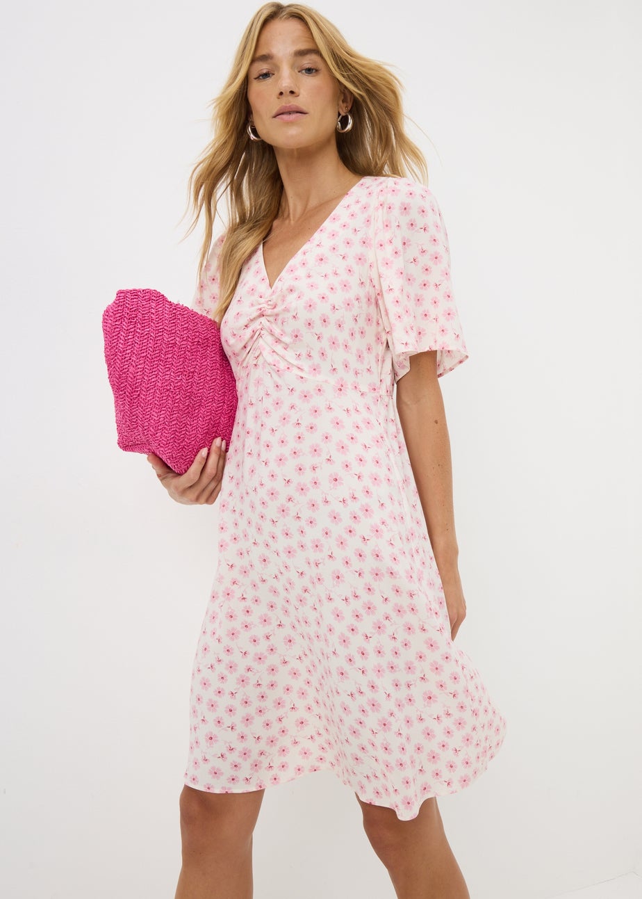 Pink Ditsy Floral Mini Dress