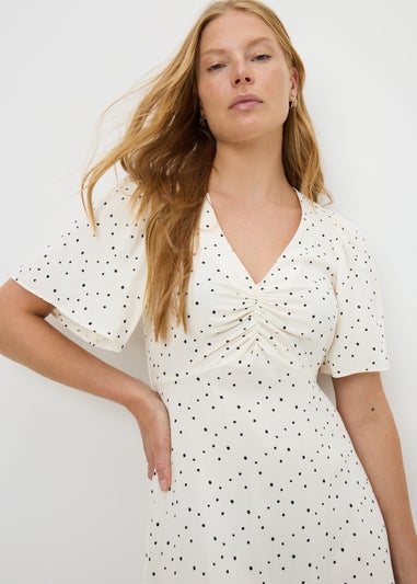 Cream Spot Print Mini Dress