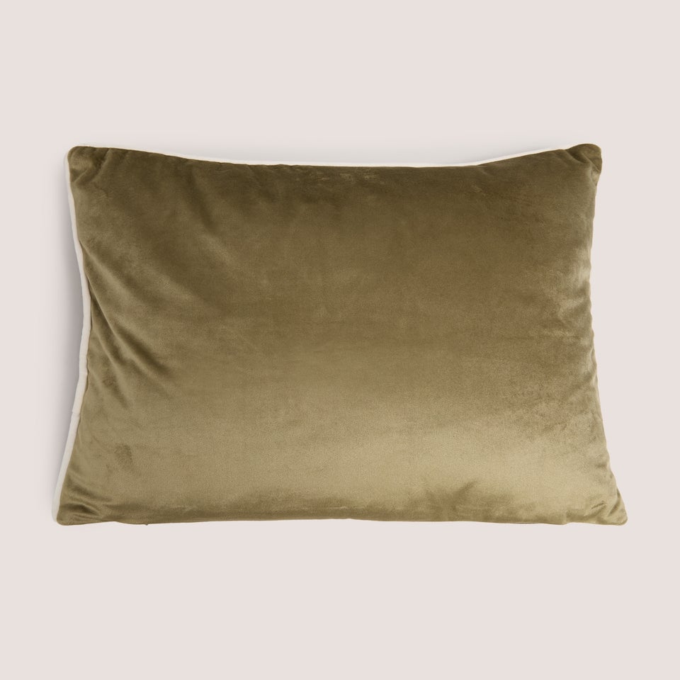 Green Velvet Embroidered Pumpkin Cushion