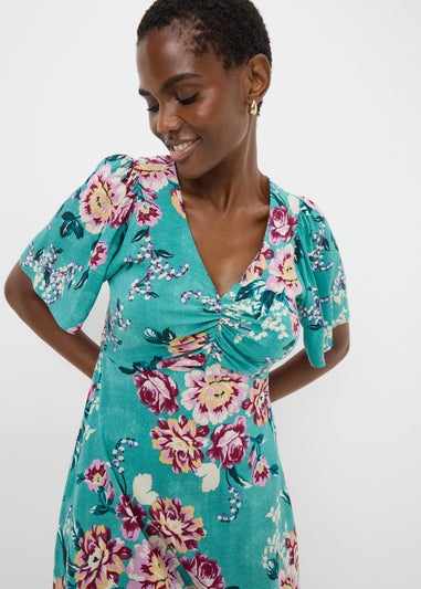 Green Large Floral Mini Dress