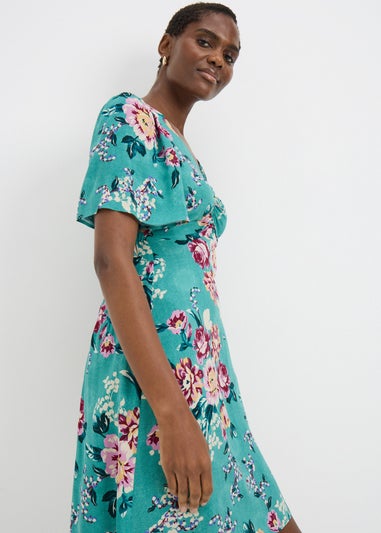 Green Large Floral Mini Dress