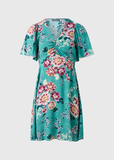 Green Large Floral Mini Dress