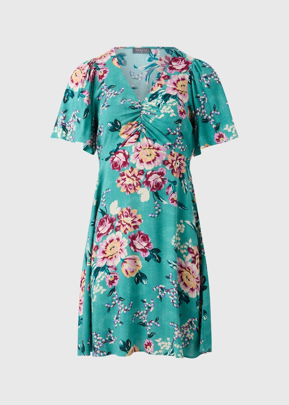 Green Large Floral Mini Dress