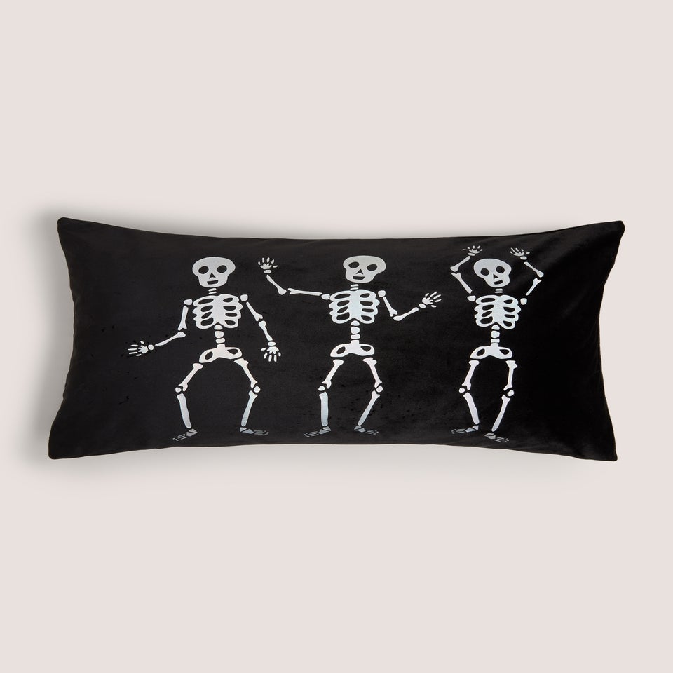 Black Dancing Skeleton Cushion
