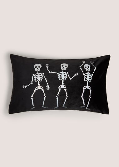 Black Dancing Skeleton Cushion