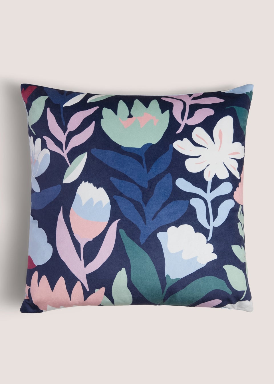 Navy Floral Print Cushion