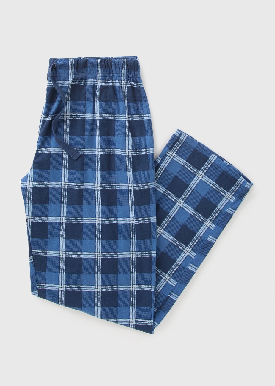 Blue Fleece Check Pyjama Bottoms