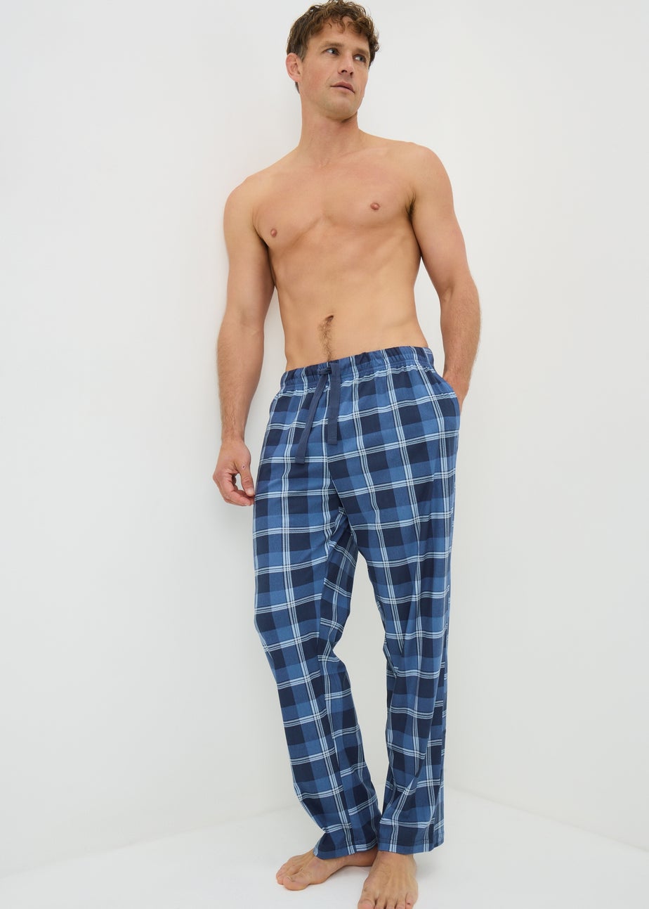 Blue Fleece Check Pyjama Bottoms