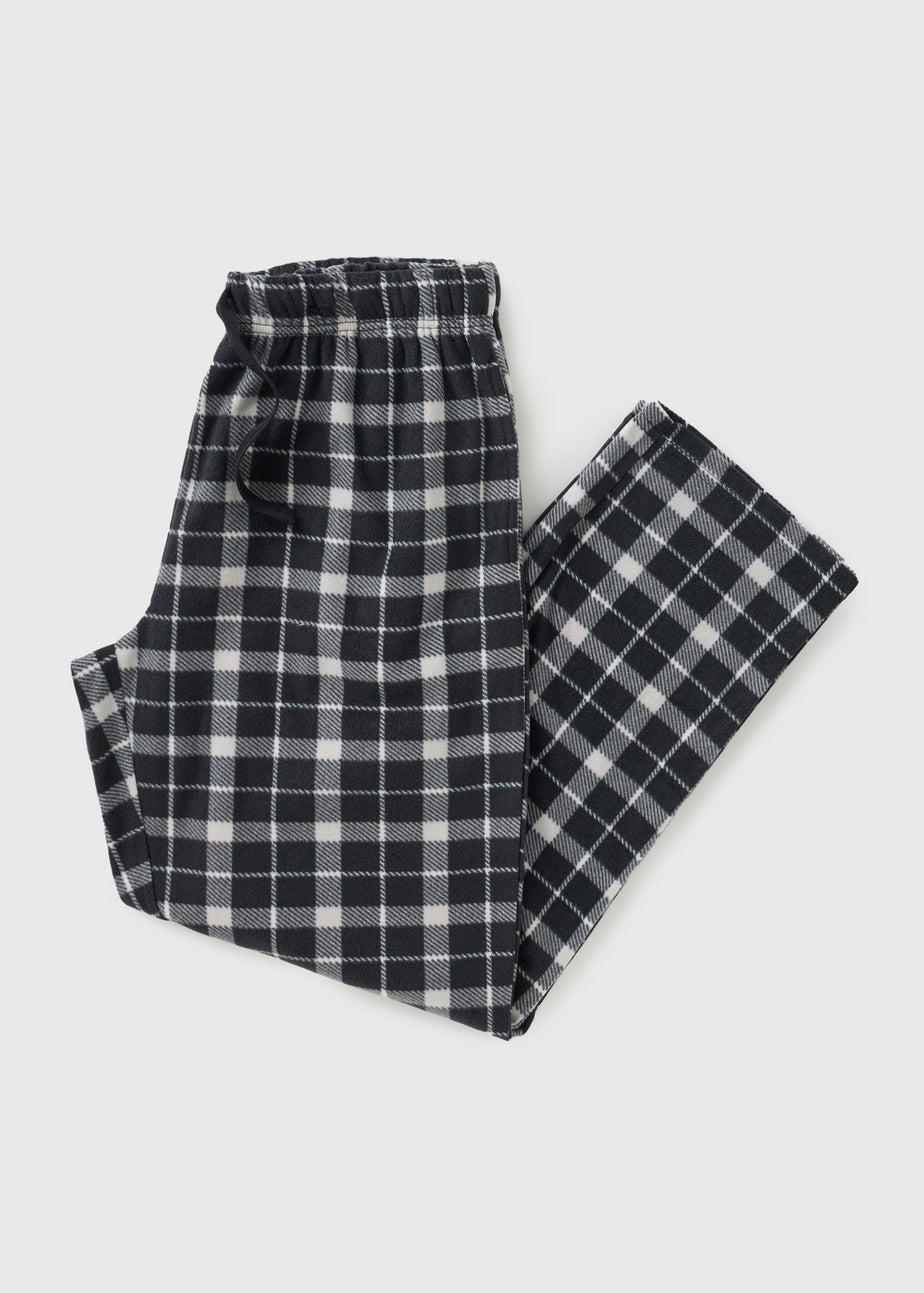 Black Check Mono Microfleece Pyjama Bottoms