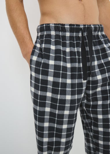 Black Check Mono Microfleece Pyjama Bottoms